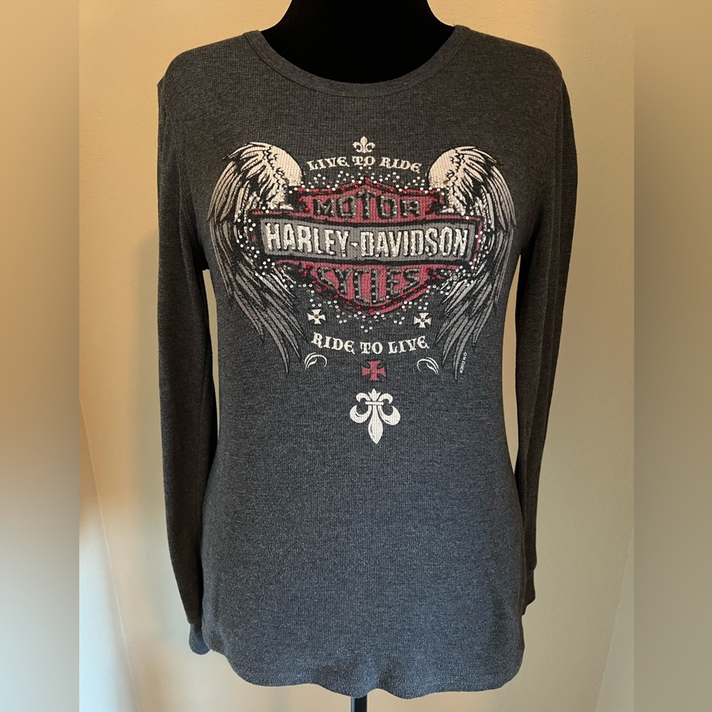 Harley Davidson vintage long sleeve tee with bling